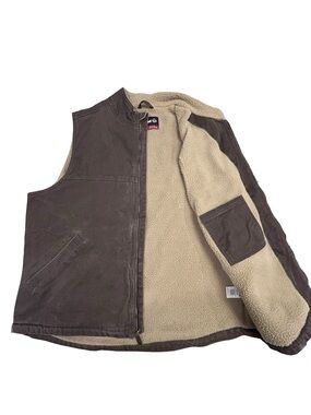 Wolverine Sherpa-Lined Men’s  Brown Canvas Vest Full Zip XL Casual Work Gorpcore